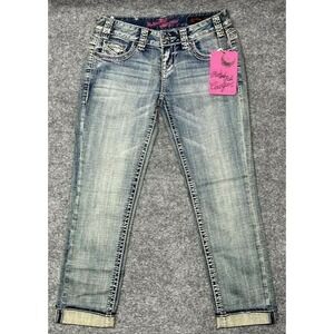 Rock And Roll Cowgirl Jeans Womens 25 Blue Low Rise Cropped Stretch Denim New